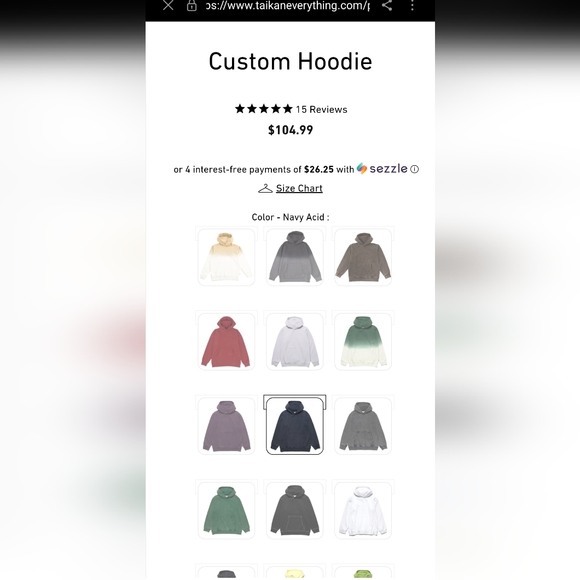 NWT TAIKAN Heavyweight Fleece Custom Pullover Hoodie Navy Acid - Picture 4 of 4